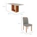 Conjunto de Mesa Retangular com Tampo de Vidro Off White Ariela e 6 Cadeiras Paola Linho Bege e Madeira