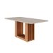 Conjunto de Mesa Retangular com Tampo de Vidro Off White Ariela e 6 Cadeiras Paola Linho Bege e Madeira