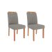 Conjunto de Mesa Retangular com Tampo de Vidro Off White Ariela e 6 Cadeiras Paola Linho Bege e Madeira
