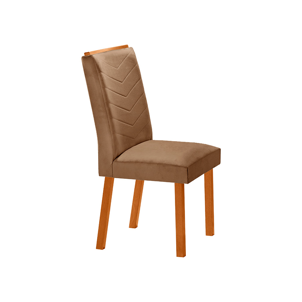 Conjunto de Mesa Retangular com Tampo de Vidro Off White Ayla e 6 Cadeiras Turquesa Veludo Capuccino e Amadeirado 180 cm