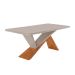 Conjunto de Mesa Retangular com Tampo de Vidro Off White Ayla e 6 Cadeiras Turquesa Veludo Capuccino e Amadeirado 180 cm