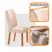 Conjunto de Mesa Retangular com Tampo de Vidro Off White Ayla e 6 Cadeiras Turquesa Veludo Creme e Amadeirado 180 cm