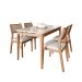 Conjunto de Mesa Retangular com Tampo de Vidro Off White Baobá e 4 Cadeiras Oiti Linho Cru e Madeira 130 cm