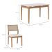 Conjunto de Mesa Retangular com Tampo de Vidro Off White Baobá e 4 Cadeiras Oiti Linho Cru e Madeira 130 cm