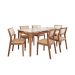 Conjunto de Mesa Retangular com Tampo de Vidro Off White Baobá e 6 Cadeiras Bella Revestimento Sintético Kaki e Madeira 180 cm