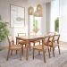Conjunto de Mesa Retangular com Tampo de Vidro Off White Baobá e 6 Cadeiras Bella Revestimento Sintético Kaki e Madeira 180 cm