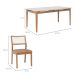 Conjunto de Mesa Retangular com Tampo de Vidro Off White Baobá e 6 Cadeiras Bella Revestimento Sintético Kaki e Madeira 180 cm