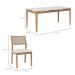 Conjunto de Mesa Retangular com Tampo de Vidro Off White Baobá e 6 Cadeiras Oiti Linho Cru e Madeira 180 cm
