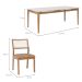 Conjunto de Mesa Retangular com Tampo de Vidro Off White Baobá e 8 Cadeiras Bella Revestimento Sintético Kaki e Madeira 210 cm