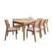 Conjunto de Mesa Retangular com Tampo de Vidro Off White Baobá e 8 Cadeiras Oiti Linho Cru e Madeira 210 cm