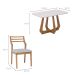 Conjunto de Mesa Retangular com Tampo de Vidro Off White Bromélia e 4 Cadeiras Damasco Linho Cinza e Madeira 130 cm