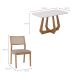 Conjunto de Mesa Retangular com Tampo de Vidro Off White Bromélia e 4 Cadeiras Oiti Linho Bege e Madeira 130 cm