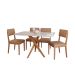 Conjunto de Mesa Retangular com Tampo de Vidro Off White Cacau e 4 Cadeiras Sabiá Revestimento Sintético Marrom e Cinamomo
