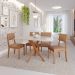 Conjunto de Mesa Retangular com Tampo de Vidro Off White Cacau e 4 Cadeiras Sabiá Revestimento Sintético Marrom e Cinamomo