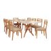 Conjunto de Mesa Retangular com Tampo de Vidro Off White Cacau e 8 Cadeiras Juparanã Linho Grafite e Cinamomo