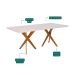Conjunto de Mesa Retangular com Tampo de Vidro Off White Cacau e 8 Cadeiras Juparanã Linho Grafite e Cinamomo