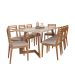 Conjunto de Mesa Retangular com Tampo de Vidro Off White Caju e 8 Cadeiras Juparanã Linho Bege e Cinamomo