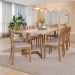 Conjunto de Mesa Retangular com Tampo de Vidro Off White Caju e 8 Cadeiras Juparanã Linho Bege e Cinamomo
