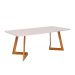 Conjunto de Mesa Retangular com Tampo de Vidro Off White Caju e 8 Cadeiras Juparanã Linho Bege e Cinamomo