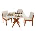 Conjunto de Mesa Retangular com Tampo de Vidro Off White Donna e 4 Cadeiras Lady Polipropileno Cru e Natural