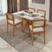 Conjunto de Mesa Retangular com Tampo de Vidro Off White Donna e 4 Cadeiras Rainha Polipropileno Cru e Natural