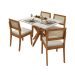 Conjunto de Mesa Retangular com Tampo de Vidro Off White Donna e 4 Cadeiras Rainha Polipropileno Cru e Natural