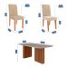 Conjunto de Mesa Retangular com Tampo de Vidro Off White Ester e 6 Cadeiras Tais e Maia Suede Bege e Amadeirado