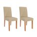 Conjunto de Mesa Retangular com Tampo de Vidro Off White Ester e 6 Cadeiras Tais e Maia Suede Bege e Amadeirado