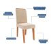 Conjunto de Mesa Retangular com Tampo de Vidro Off White Ester e 6 Cadeiras Tais e Maia Suede Bege e Amadeirado