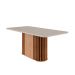 Conjunto de Mesa Retangular com Tampo de Vidro Off White Julieta e 6 Cadeiras Tais e Maia Suede Bege e Amadeirado