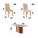 Conjunto de Mesa Retangular com Tampo de Vidro Off White Julieta e 6 Cadeiras Tais e Maia Suede Bege e Amadeirado