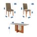 Conjunto de Mesa Retangular com Tampo de Vidro Off White Louise e 6 Cadeiras Tais e Maia Suede Joli e Amadeirado