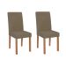 Conjunto de Mesa Retangular com Tampo de Vidro Off White Louise e 6 Cadeiras Tais e Maia Suede Joli e Amadeirado