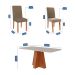 Conjunto de Mesa Retangular com Tampo de Vidro Off White Maitê e 6 Cadeiras Tais e Maia Suede Joli e Amadeirado