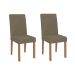 Conjunto de Mesa Retangular com Tampo de Vidro Off White Maitê e 6 Cadeiras Tais e Maia Suede Joli e Amadeirado