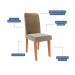 Conjunto de Mesa Retangular com Tampo de Vidro Off White Maitê e 6 Cadeiras Tais e Maia Suede Joli e Amadeirado