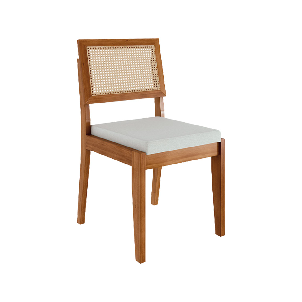 Conjunto de Mesa Retangular com Tampo de Vidro Off White Monalisa e 6 Cadeiras Rainha Polipropileno Cru e Natural