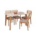 Conjunto de Mesa Retangular com Tampo de Vidro Off White Papaia e 4 Cadeiras Juparanã Linho Bege e Cinamomo