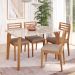 Conjunto de Mesa Retangular com Tampo de Vidro Off White Papaia e 4 Cadeiras Juparanã Linho Bege e Cinamomo