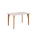 Conjunto de Mesa Retangular com Tampo de Vidro Off White Papaia e 4 Cadeiras Juparanã Linho Bege e Cinamomo