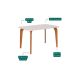 Conjunto de Mesa Retangular com Tampo de Vidro Off White Papaia e 4 Cadeiras Juparanã Linho Bege e Cinamomo