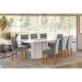 Conjunto de Mesa Retangular com Tampo de Vidro Off White Serena e 8 Cadeiras Cecília Poliéster Cinza e Ypê