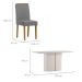 Conjunto de Mesa Retangular com Tampo de Vidro Off White Serena e 8 Cadeiras Cecília Poliéster Cinza e Ypê