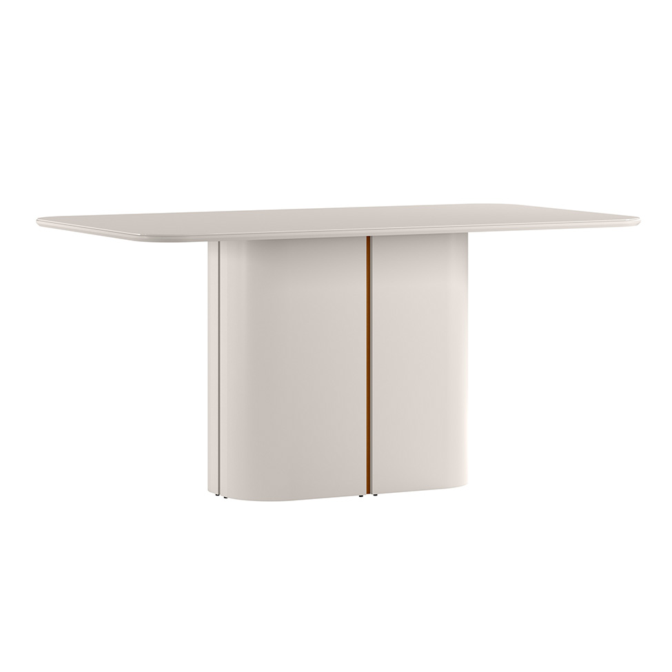 Conjunto de Mesa Retangular com Tampo de Vidro Off White Serena e 8 Cadeiras Cecília Poliéster Cinza e Ypê