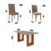 Conjunto de Mesa Retangular com Tampo de Vidro Off White Valentina e 6 Cadeiras Tais e Maia Suede Joli e Amadeirado