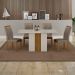 Conjunto de Mesa Retangular com Tampo de Vidro Off White e 4 Cadeiras Doha Veludo Bege