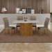 Conjunto de Mesa Retangular com Tampo de Vidro Off White e 4 Cadeiras Doha Veludo Bege e Freijó