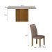 Conjunto de Mesa Retangular com Tampo de Vidro Off White e 4 Cadeiras Doha Veludo Bege e Freijó