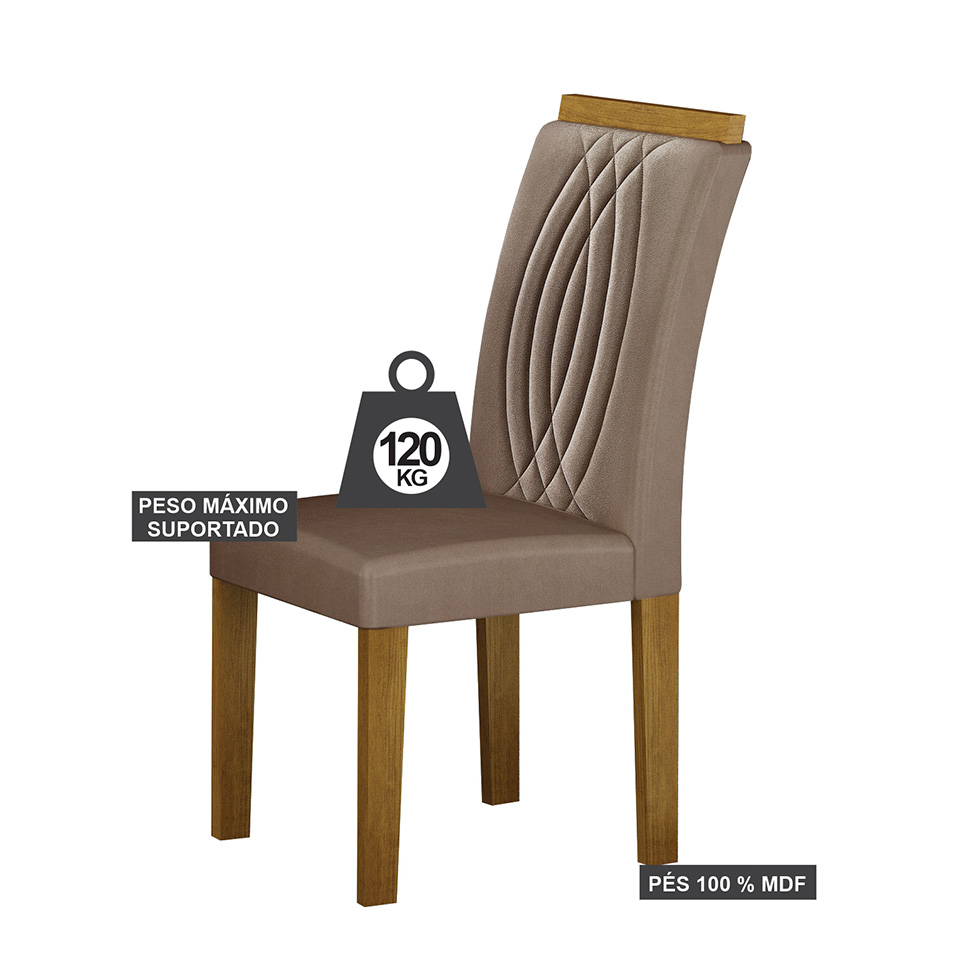 Conjunto de Mesa Retangular com Tampo de Vidro Off White e 4 Cadeiras Doha Veludo Bege e Freijó