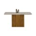 Conjunto de Mesa Retangular com Tampo de Vidro Off White e 4 Cadeiras Doha Veludo Bege e Freijó